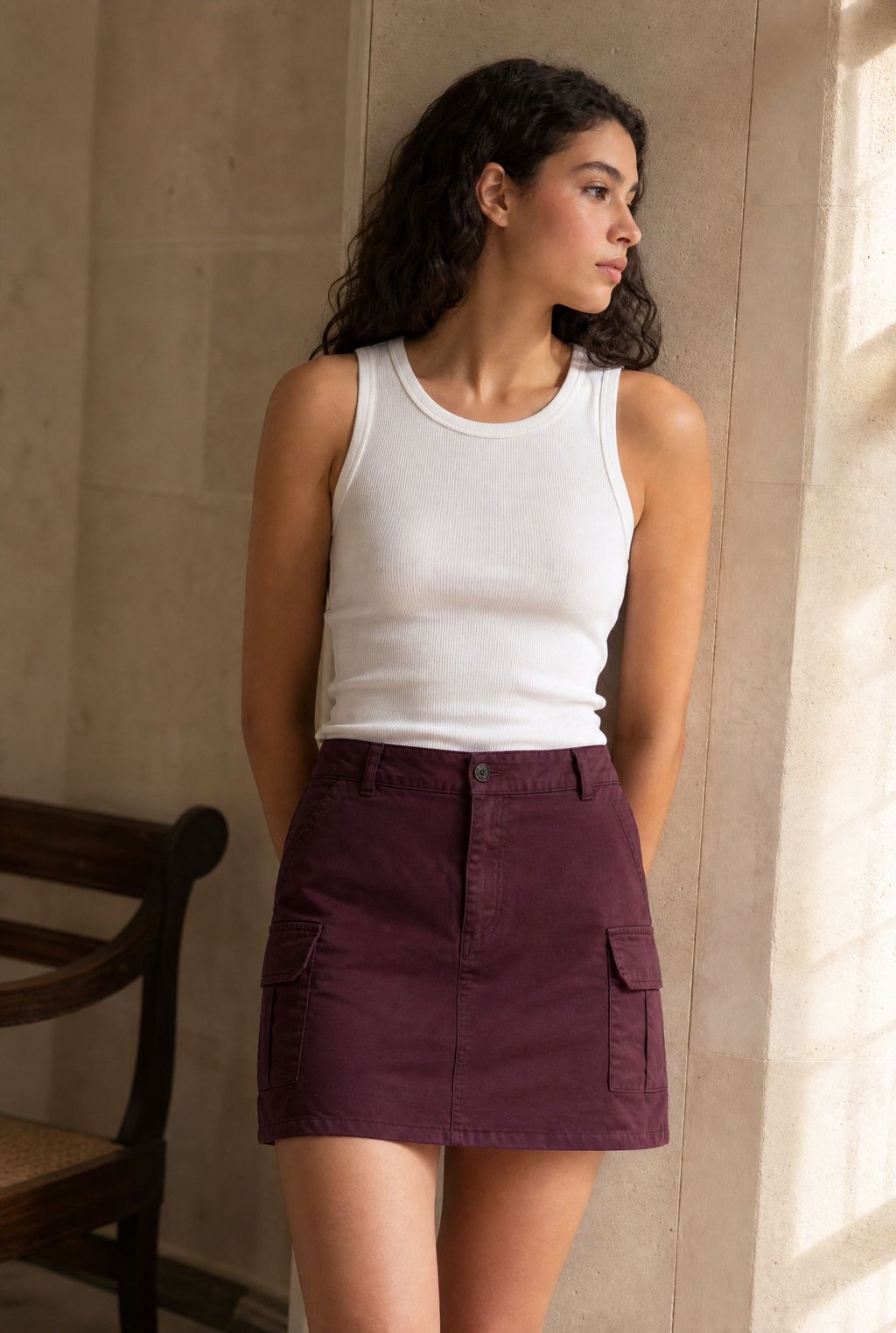 02. Jupe cargo mini en toile