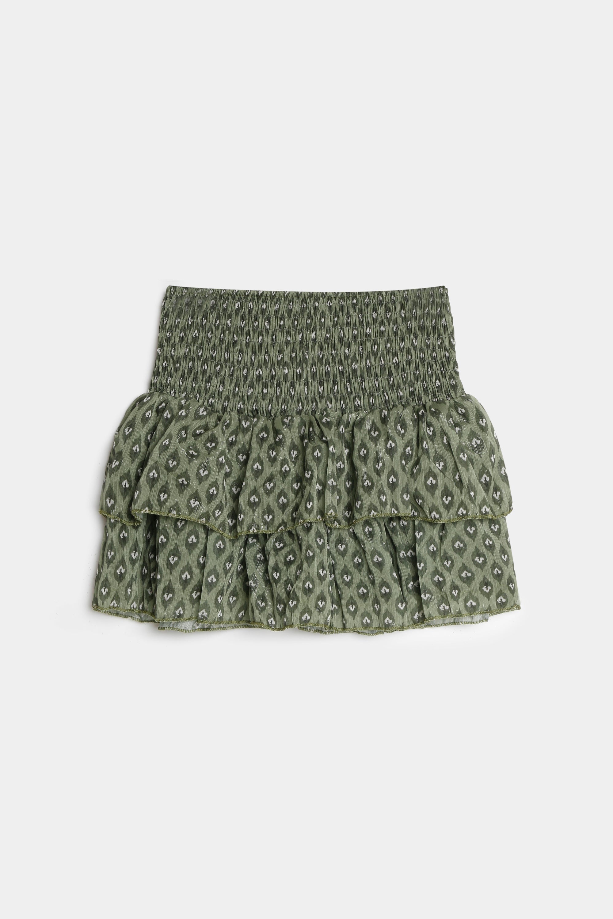 02. 02 jupe mini imprimee fluide a volants taille smockee image 4