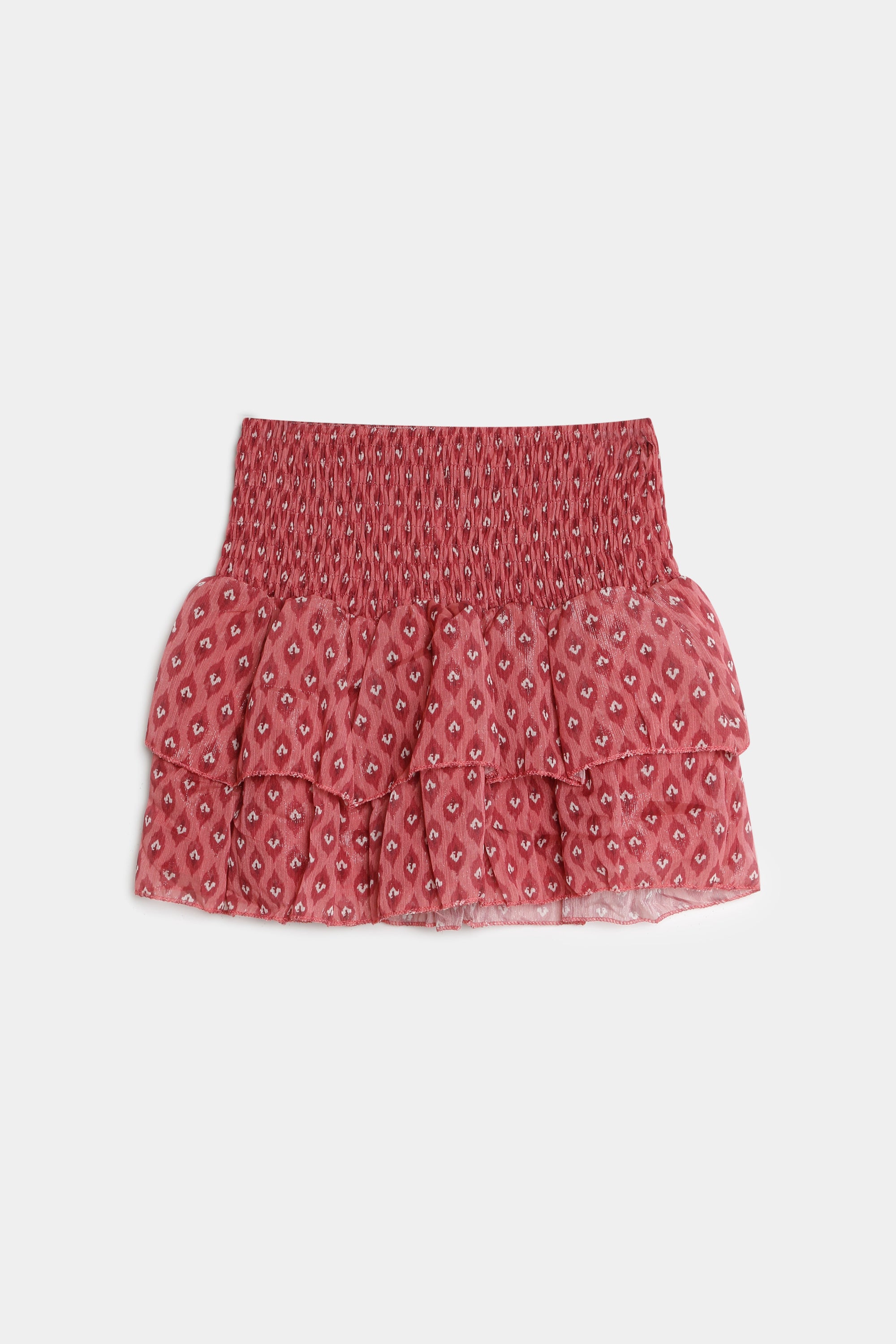 02. 02 jupe mini imprimee fluide a volants taille smockee image 5
