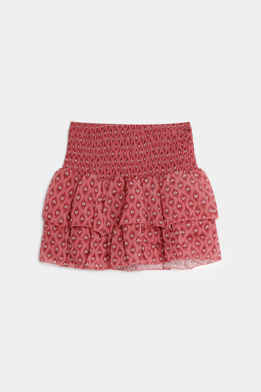 02. 02 jupe mini imprimee fluide a volants taille smockee image 5