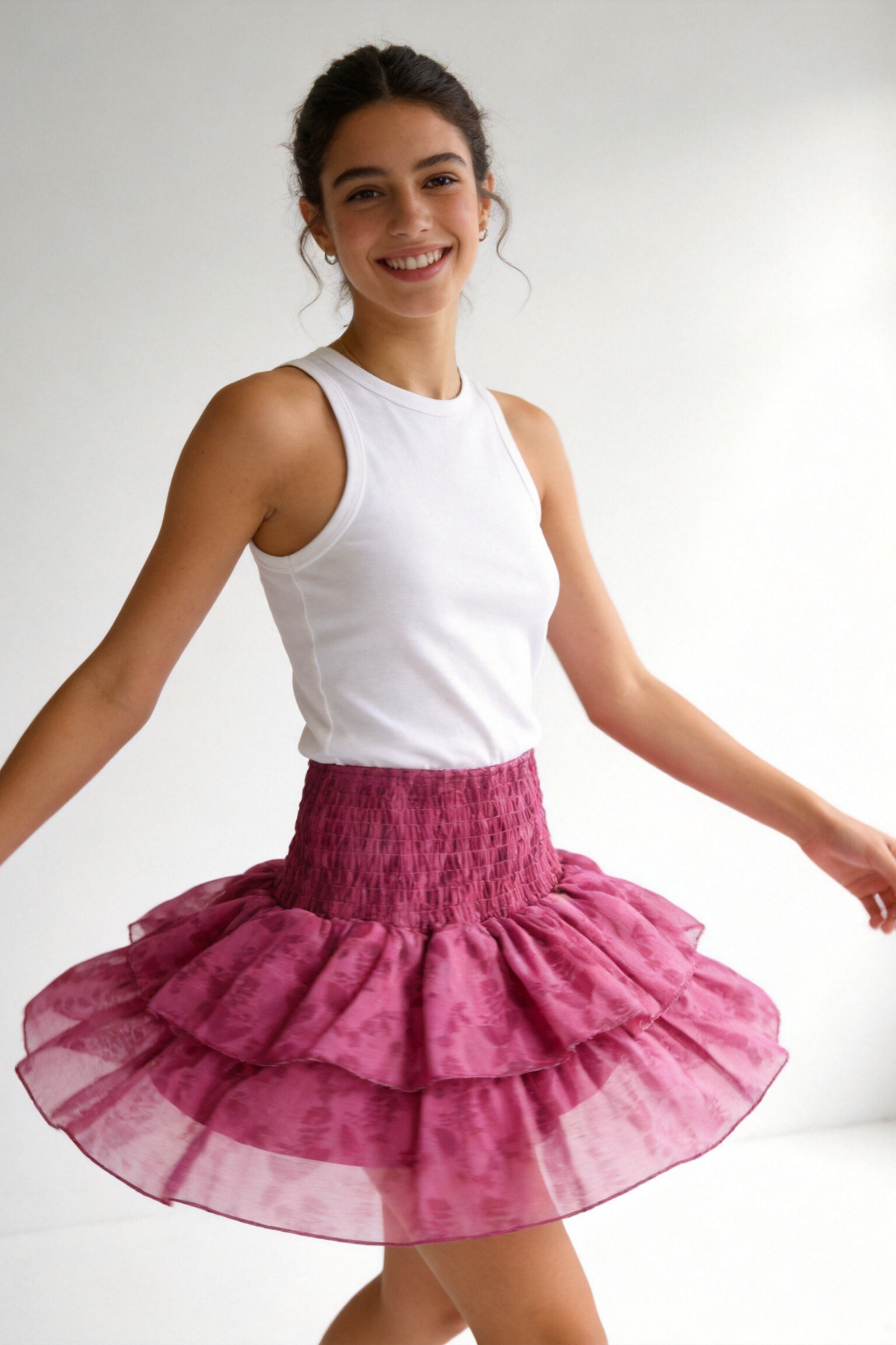 02. 02 jupe a volants florale taille haute smockee image 2