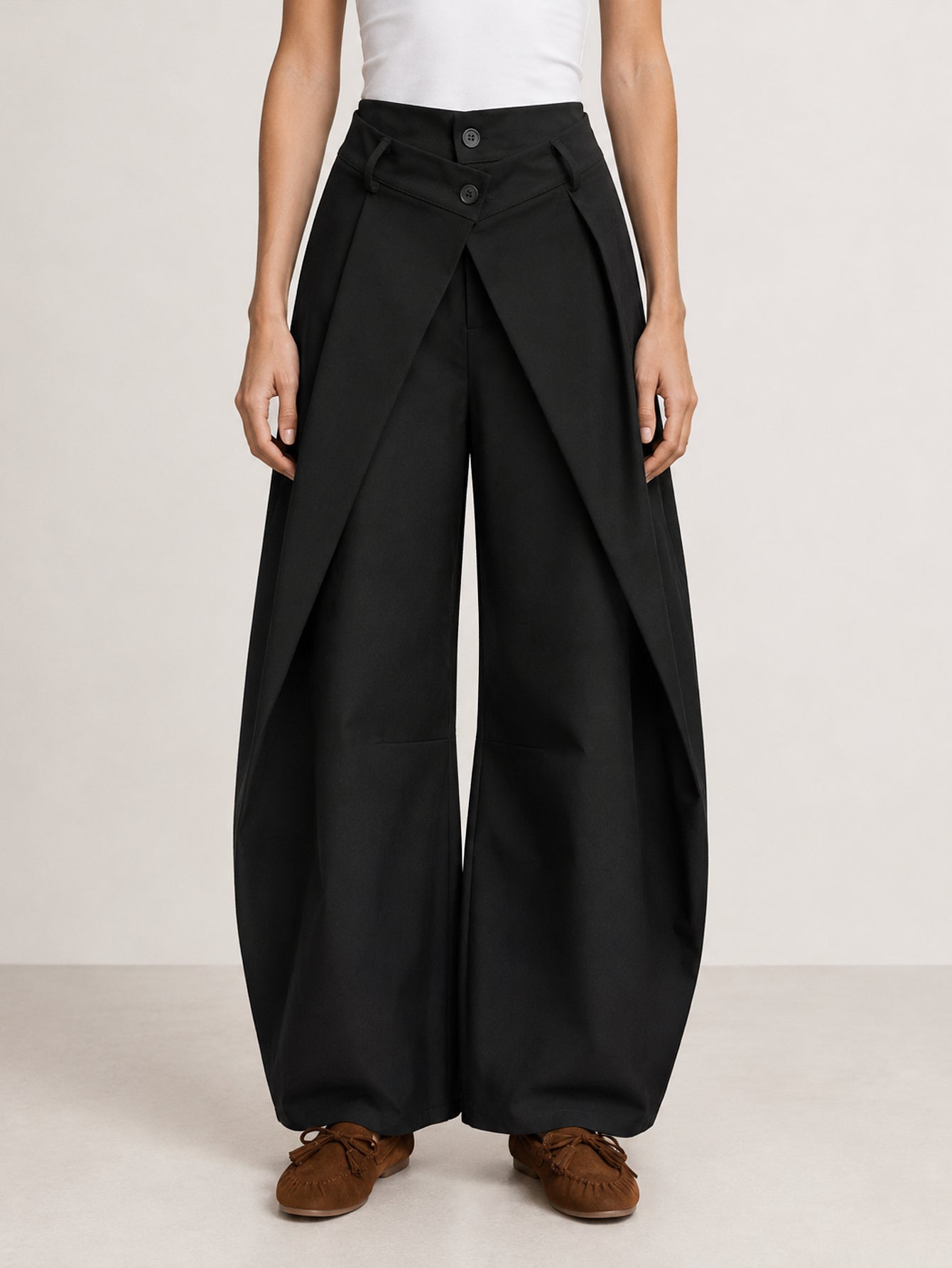 pantalon large noir devant