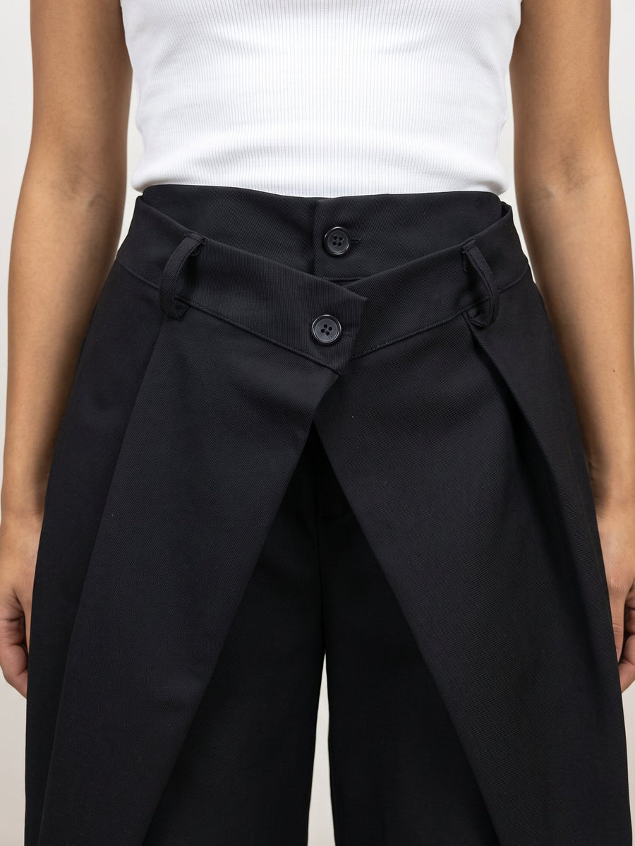 pantalon noir double boutonnage détail