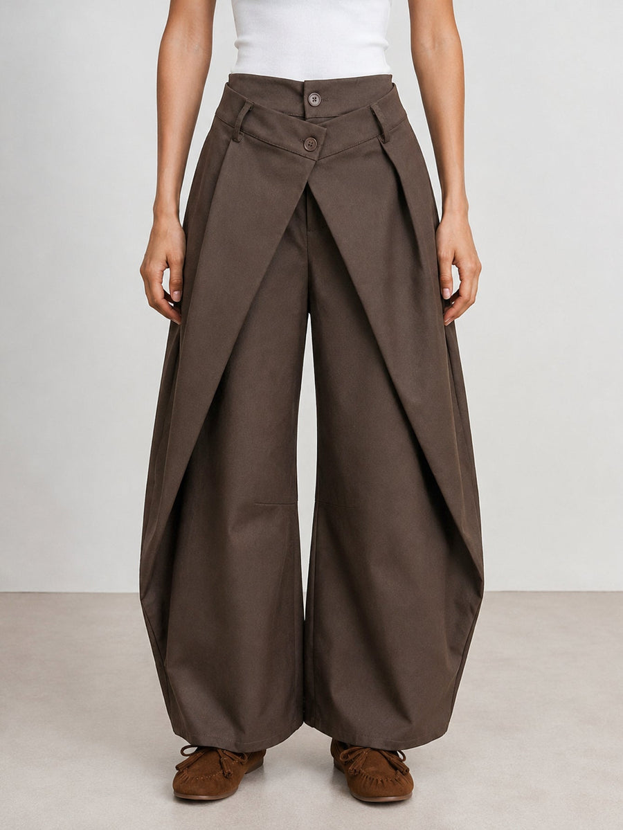 pantalon large marron devant