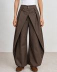 pantalon large marron devant