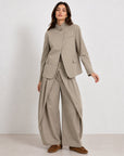 pantalon large kaki à panneaux croisés