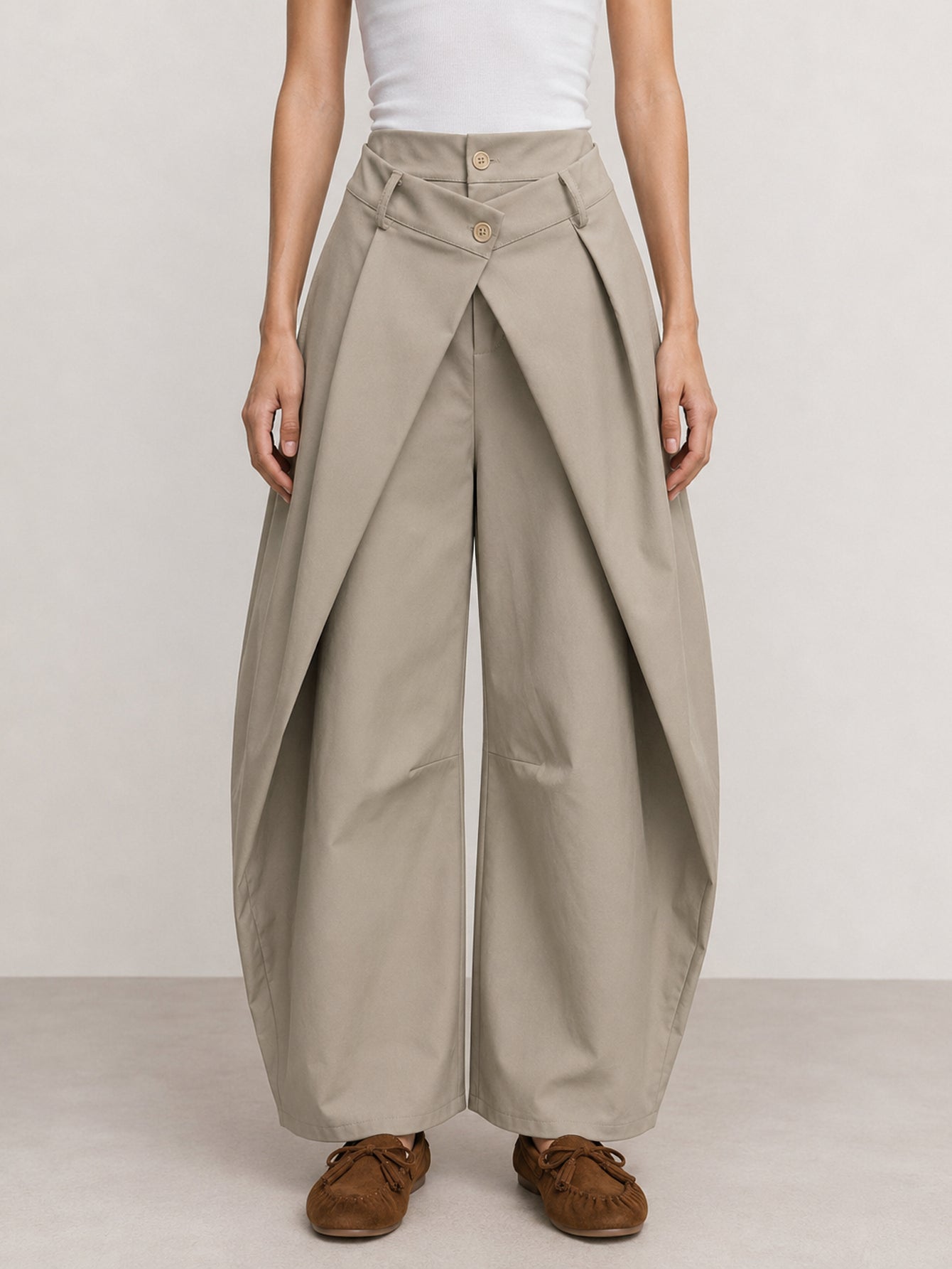 pantalon large kaki devant