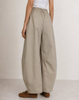 pantalon large kaki dos élastiqué