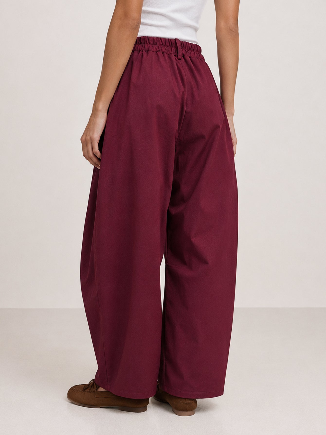pantalon large bordeaux dos