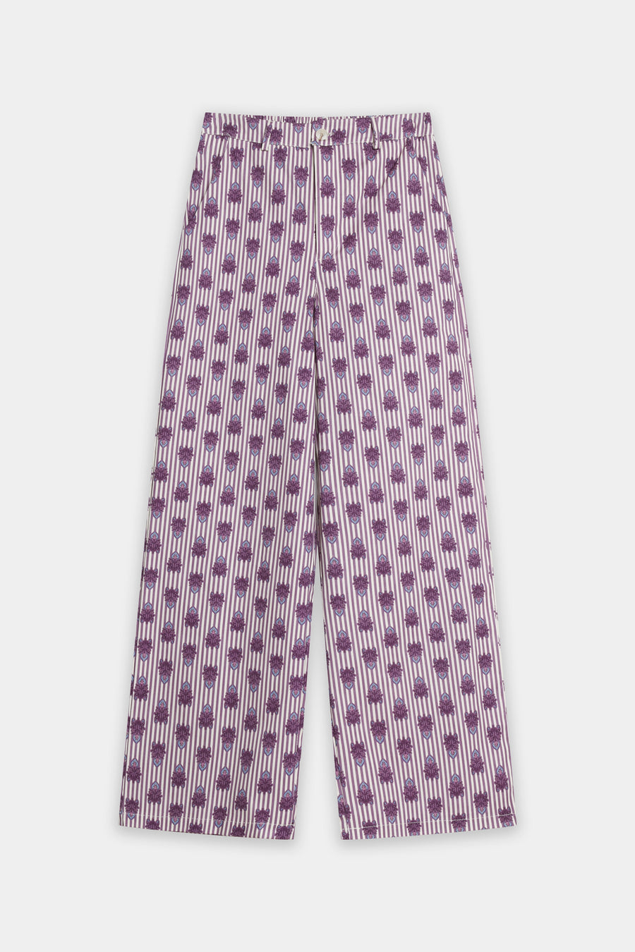 pantalon raye et fleuri dos elastique image 1