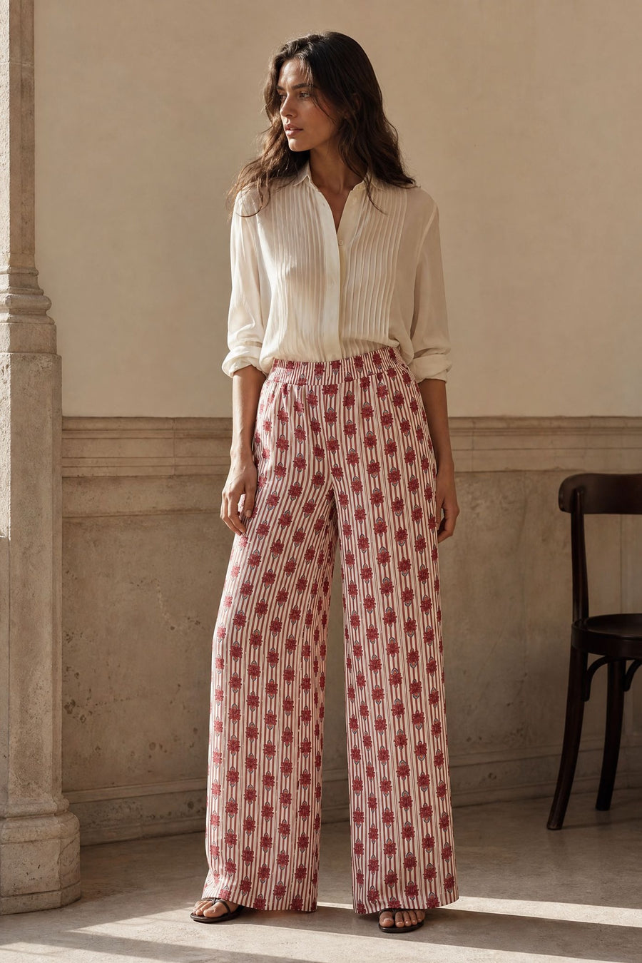 pantalon raye et fleuri dos elastique image 10