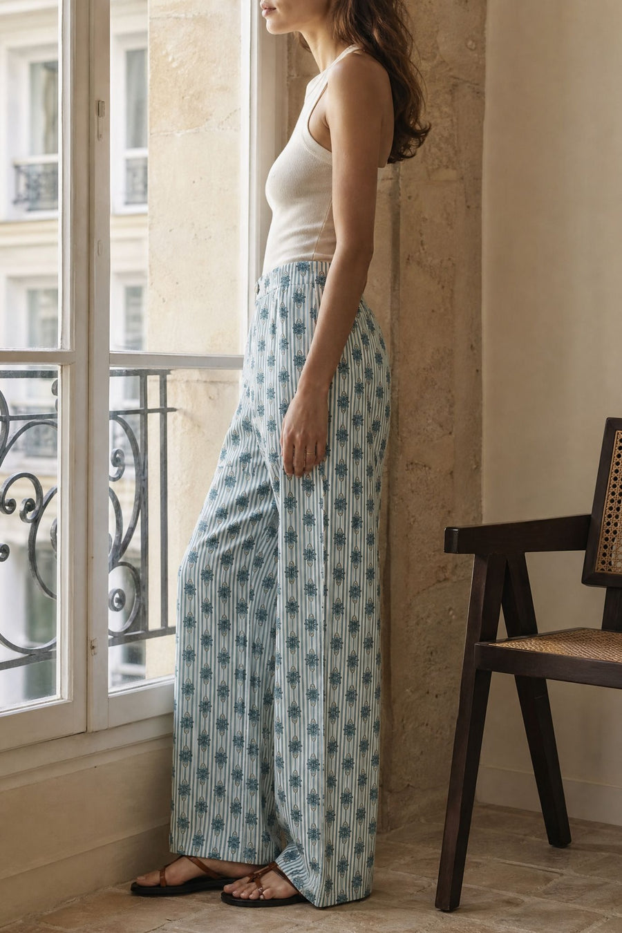 pantalon raye et fleuri dos elastique image 11