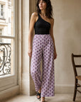 pantalon raye et fleuri dos elastique image 7