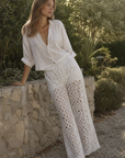 02. Pantalon palazzo en crochet ecru a lacage V 2