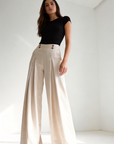 02. 02 pantalon satine taille haute plis et quatre boutons image 5