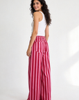 Dos pantalon rayé rose taille élastiquée