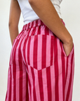 pantalon rayé rose poches plaquées