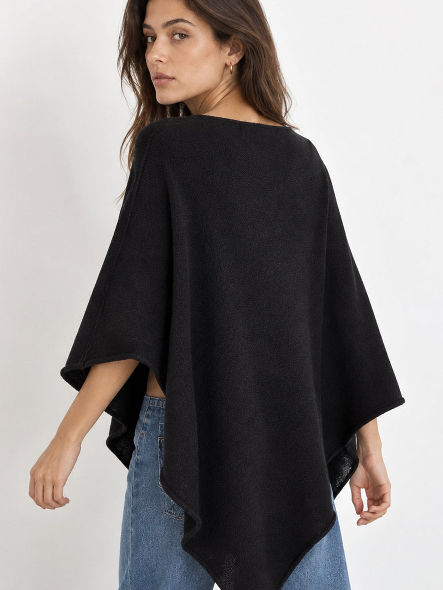 Profil du poncho en maille noir