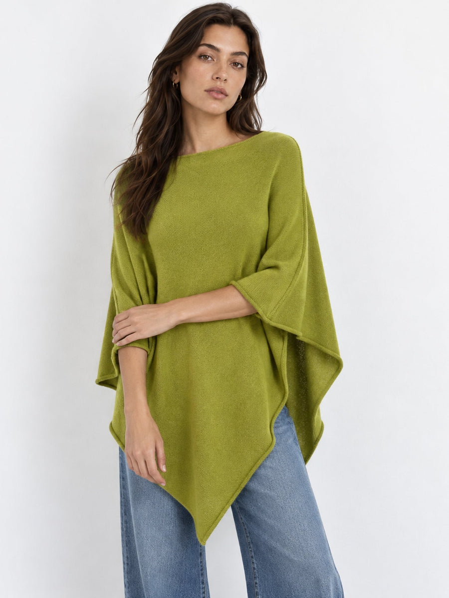 Poncho en maille vert vif