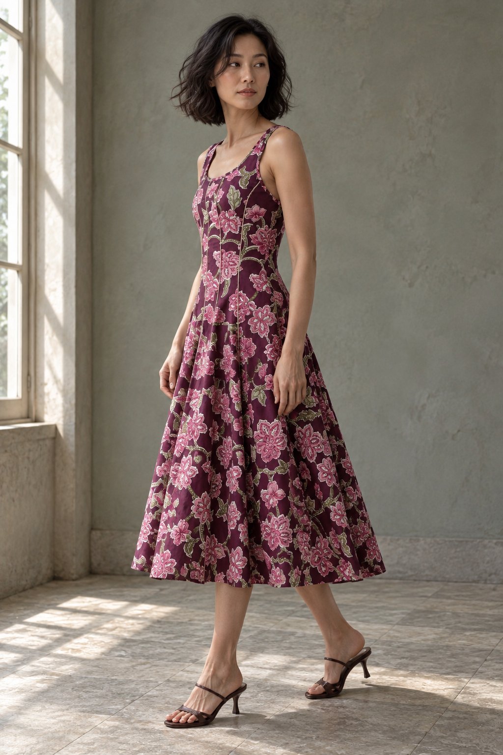 robe evasee fleurie en coton dos smocke image 10