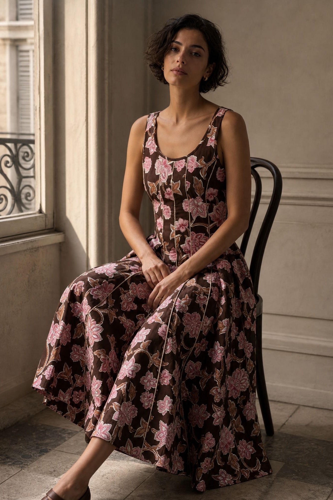robe evasee fleurie en coton dos smocke image 13