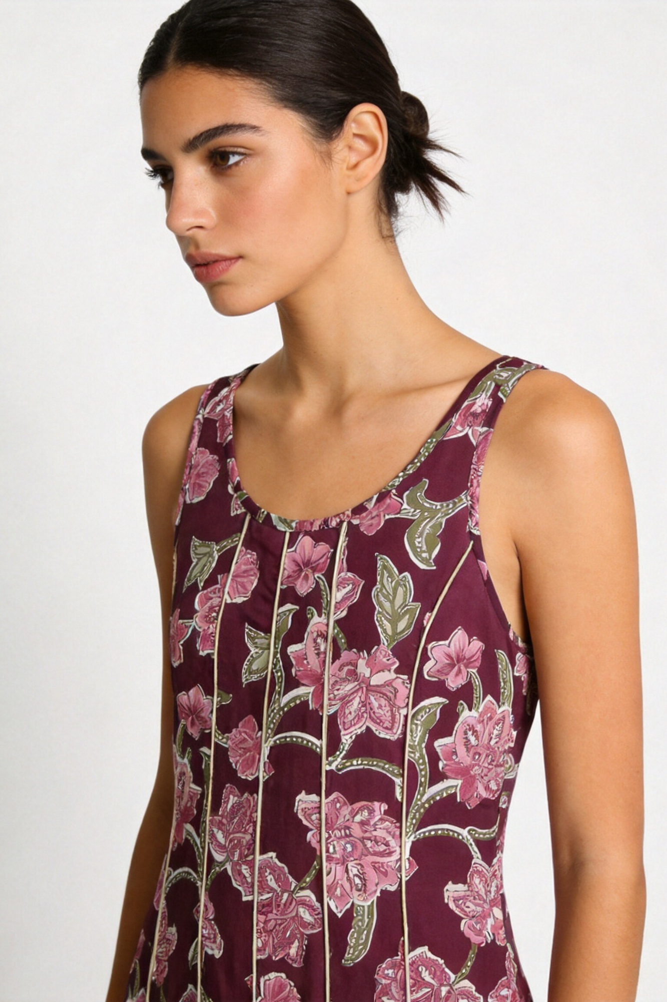 robe evasee fleurie en coton dos smocke image 2