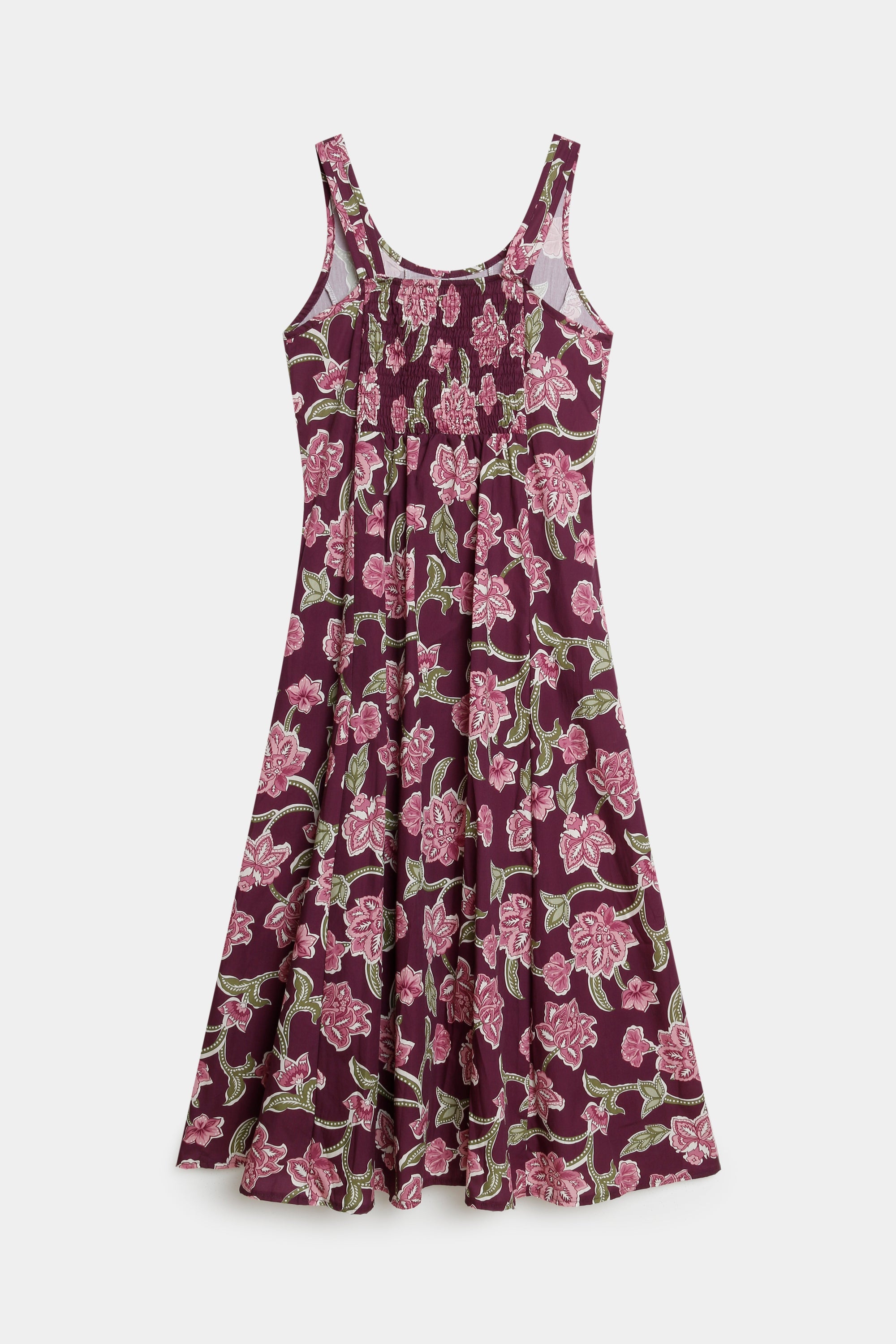 robe evasee fleurie en coton dos smocke image 4