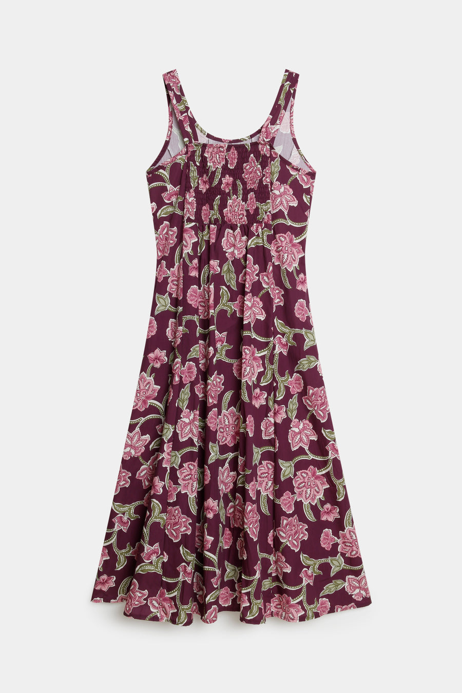 robe evasee fleurie en coton dos smocke image 4