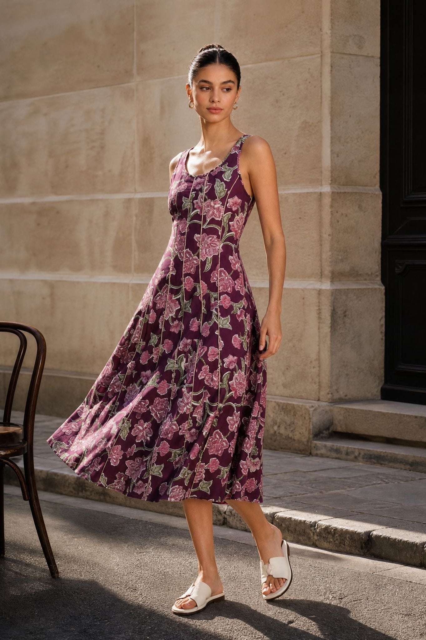 robe evasee fleurie en coton dos smocke image 8