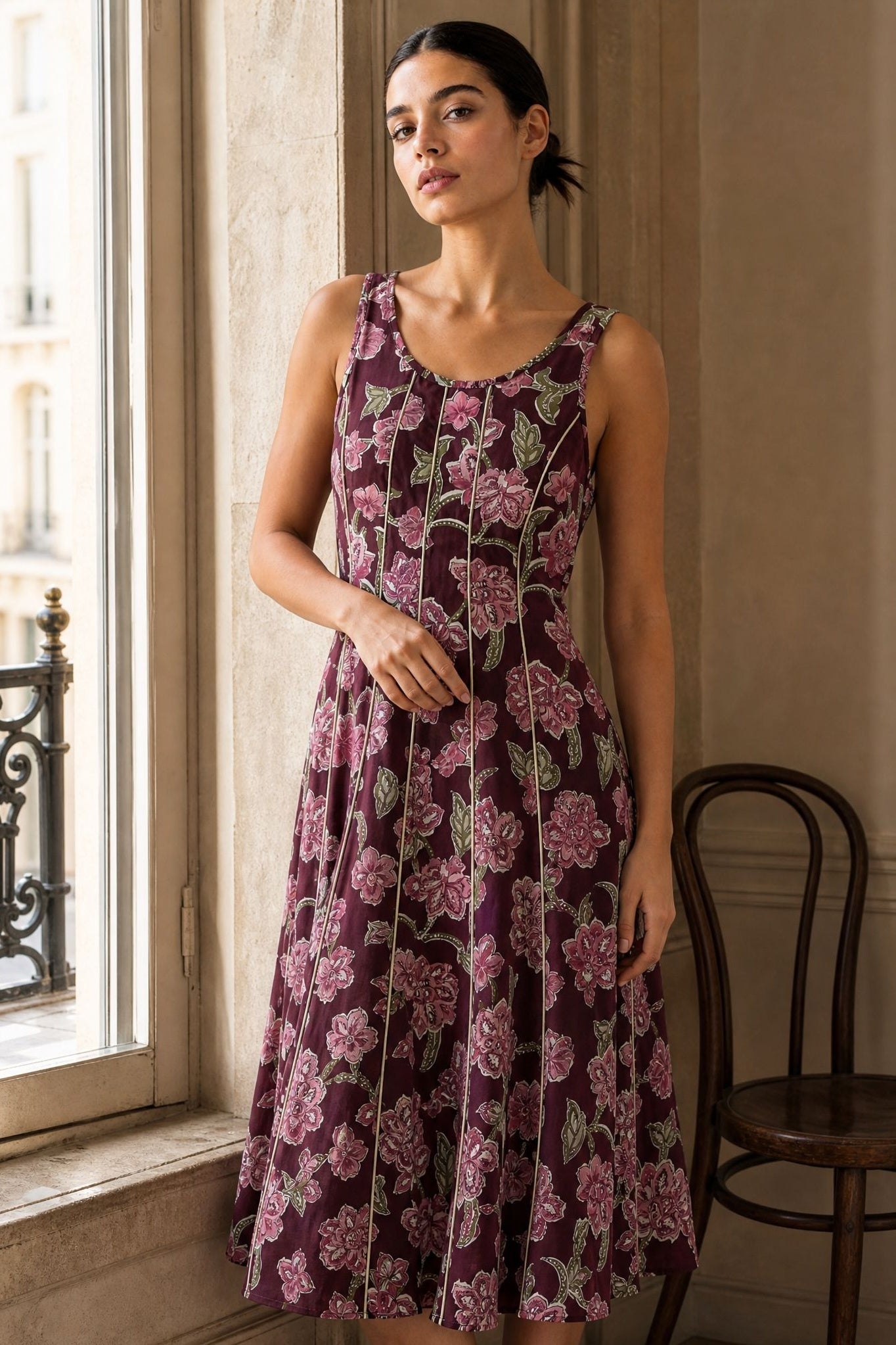 robe evasee fleurie en coton dos smocke image 9