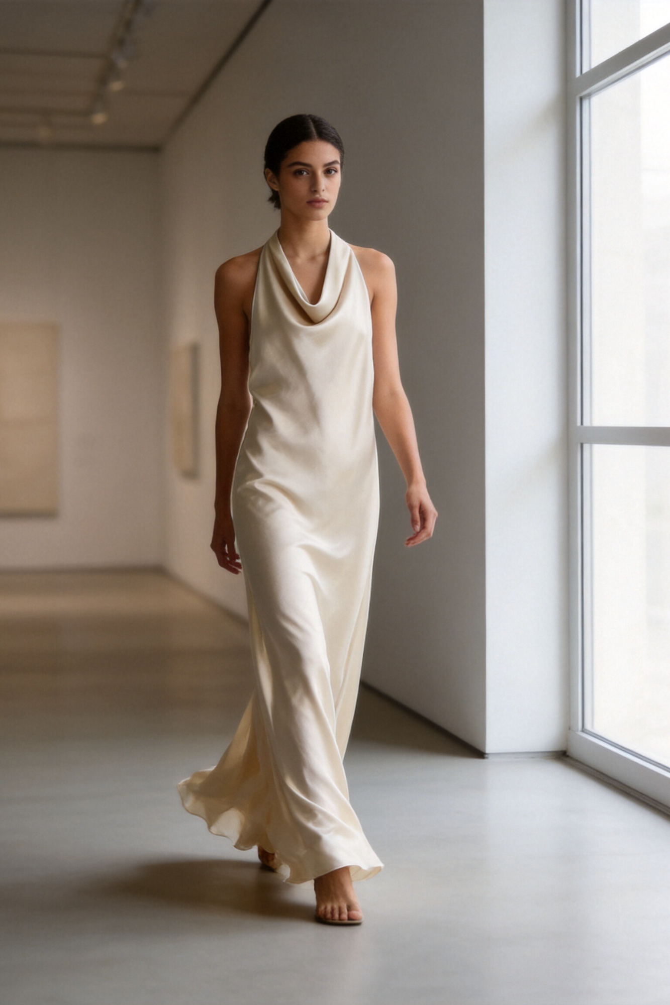 02. 02 robe satinee col halter drapee image 4