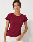 t shirt col rond bordeaux face