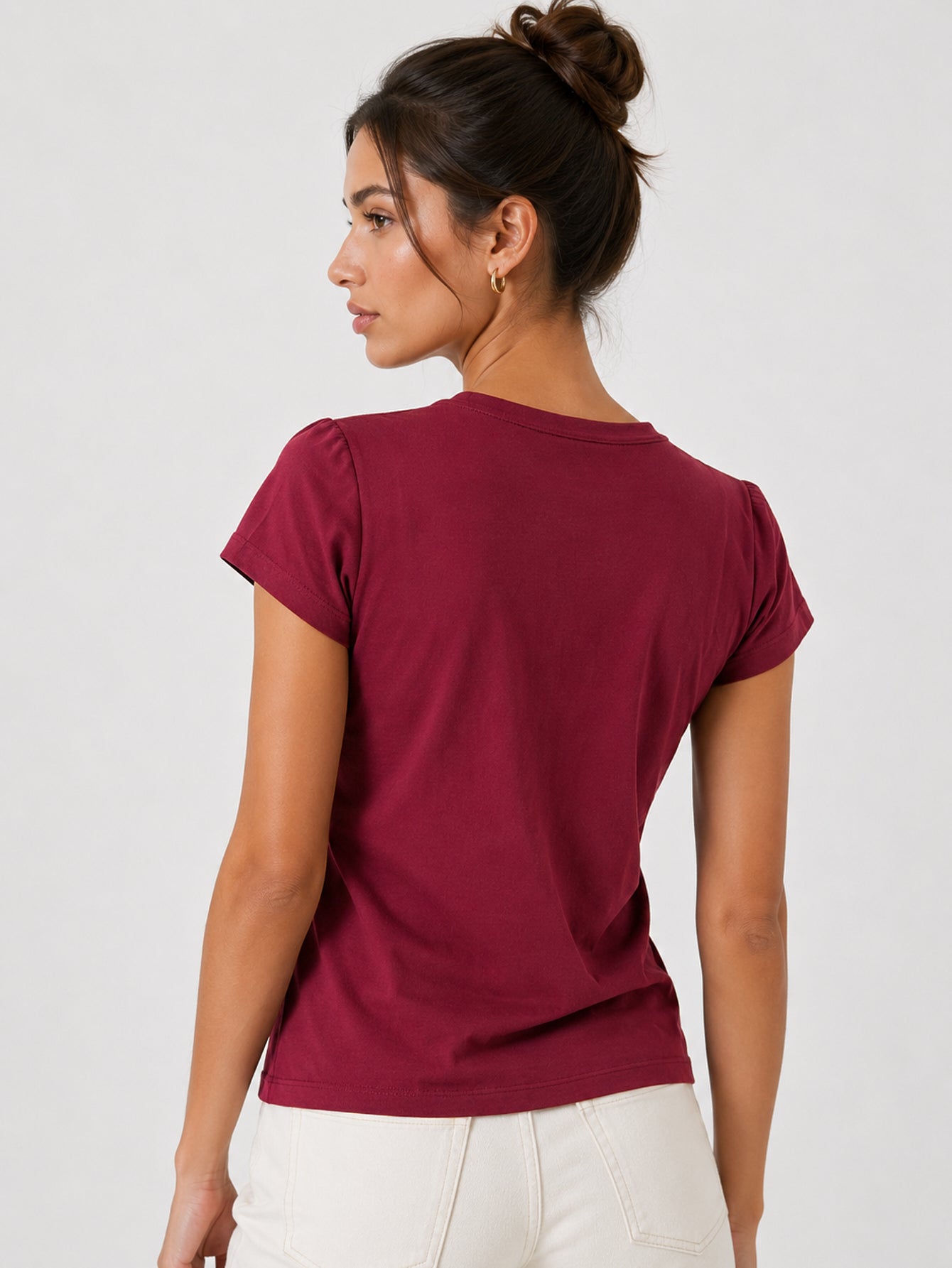 t shirt col rond bordeaux dos