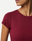 t shirt col rond bordeaux détail manche