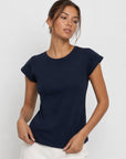 t shirt col rond bleu marine face