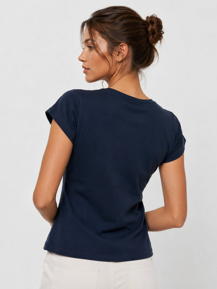 t shirt col rond bleu marine dos