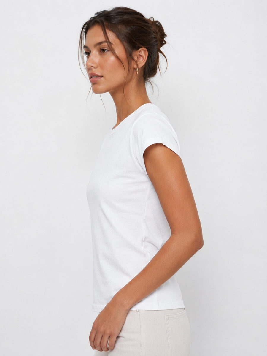 t shirt col rond blanc profil