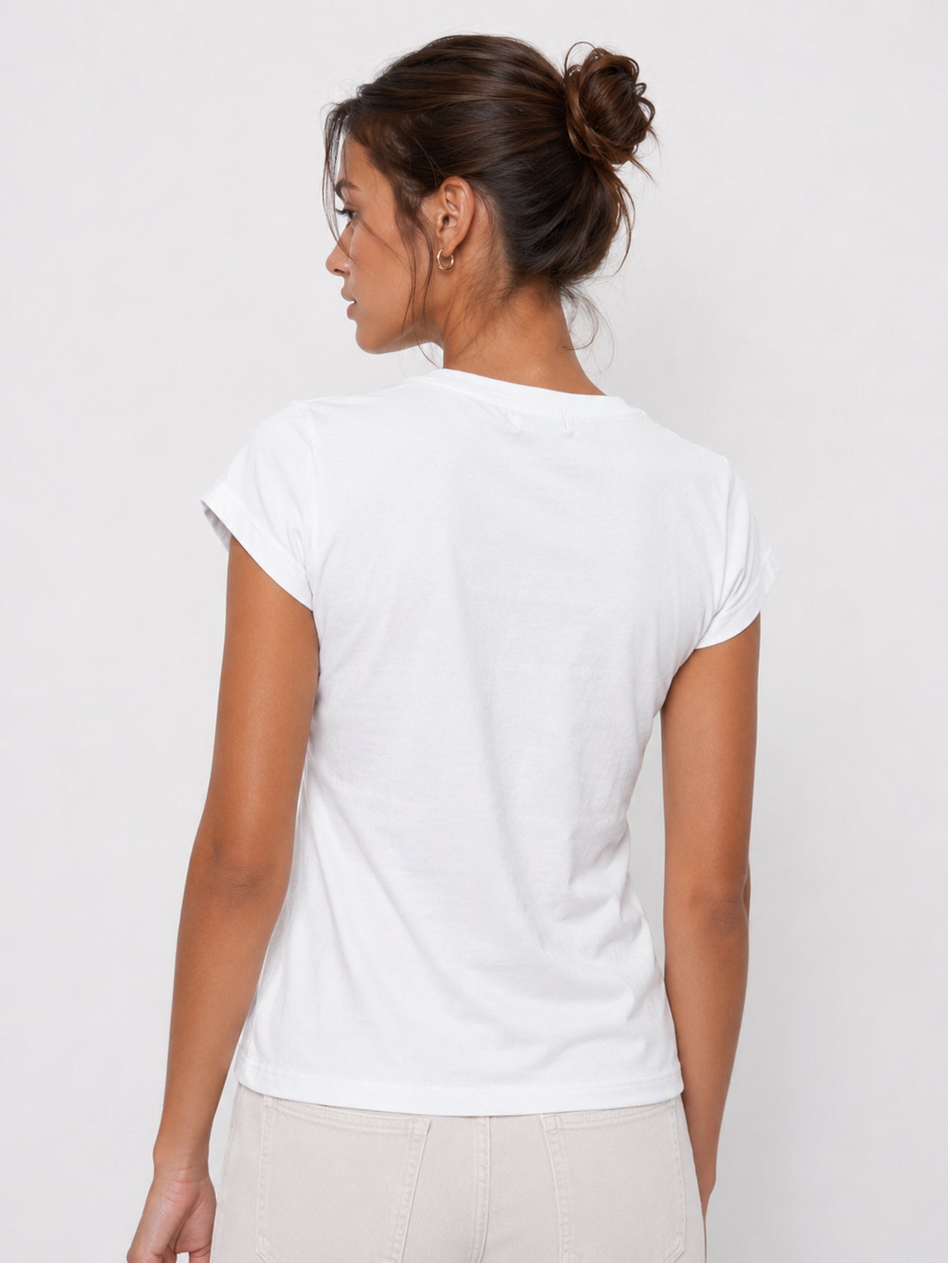 t shirt col rond blanc dos
