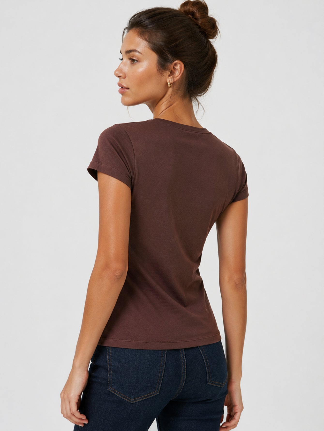 t shirt col rond marron dos