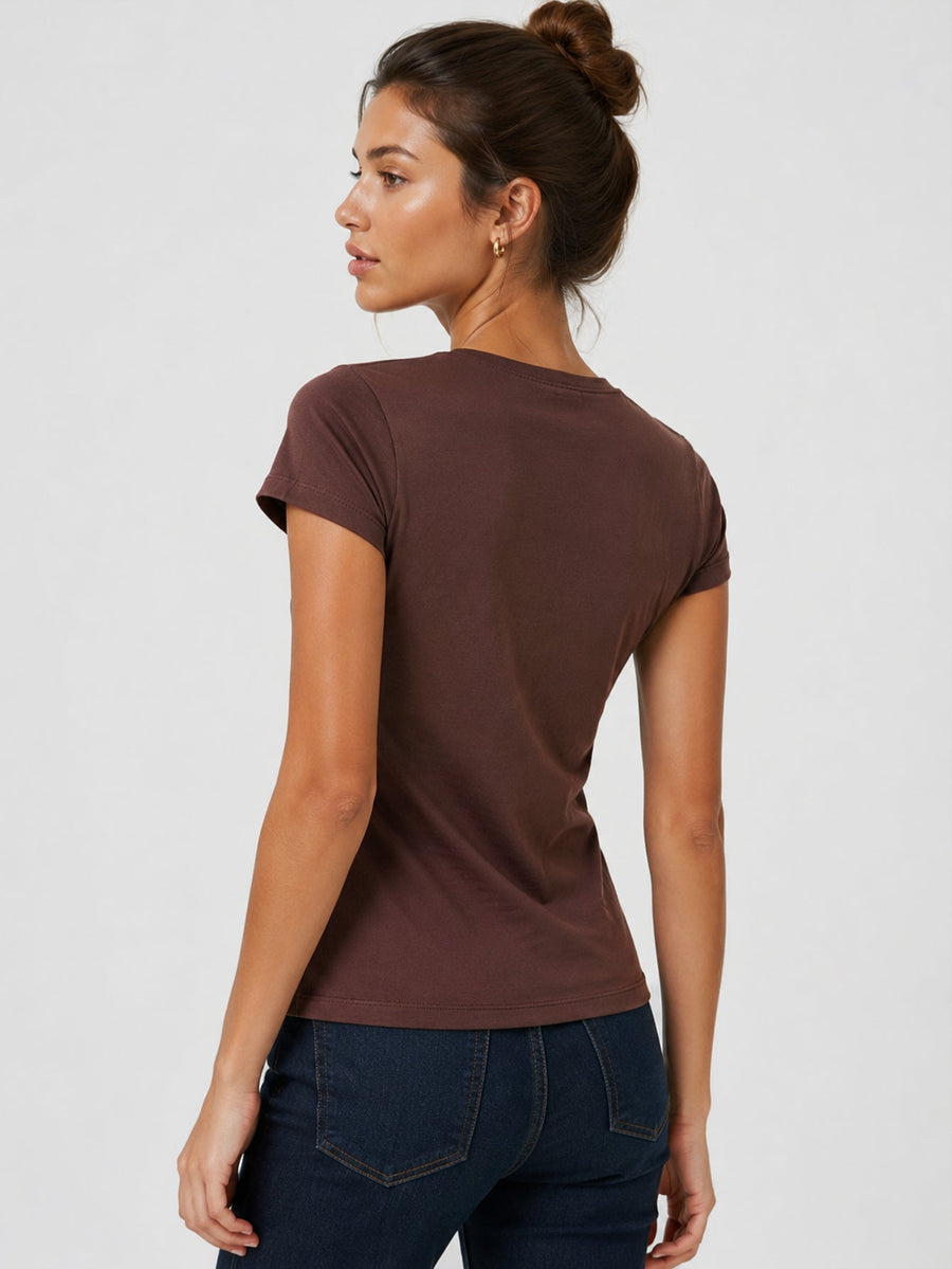 t shirt col rond marron dos