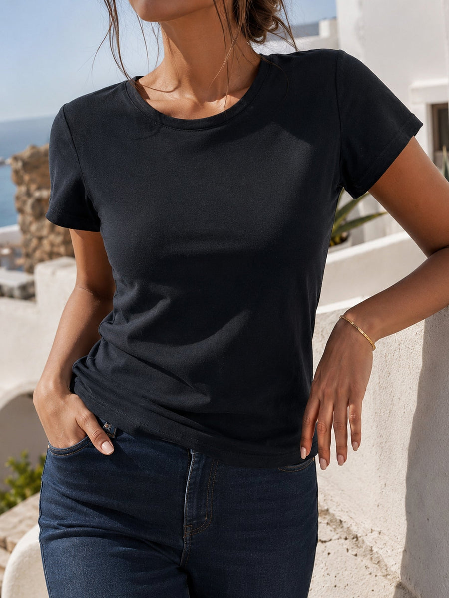 t shirt col rond noir