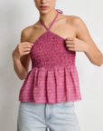 02. 02 t shirt dos nu smocke a nouer peplum imprime image 1