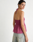 02. 02 t shirt dos nu smocke a nouer peplum imprime image 2