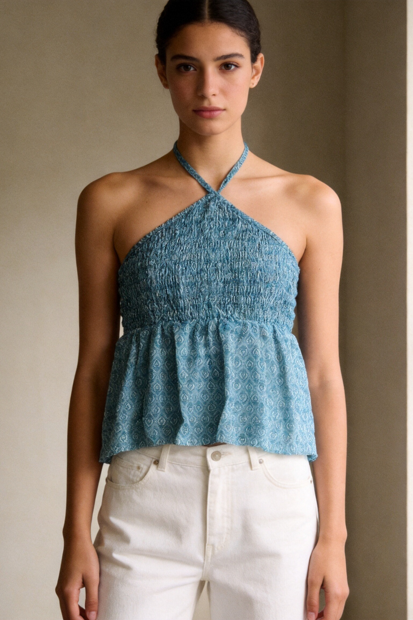 02. 02 t shirt dos nu smocke a nouer peplum imprime image 5