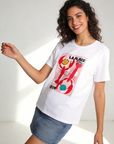 T shirt blanc imprimé homards vue de côté