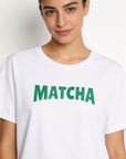 Zoom sur le col rond du T shirt MATCHA