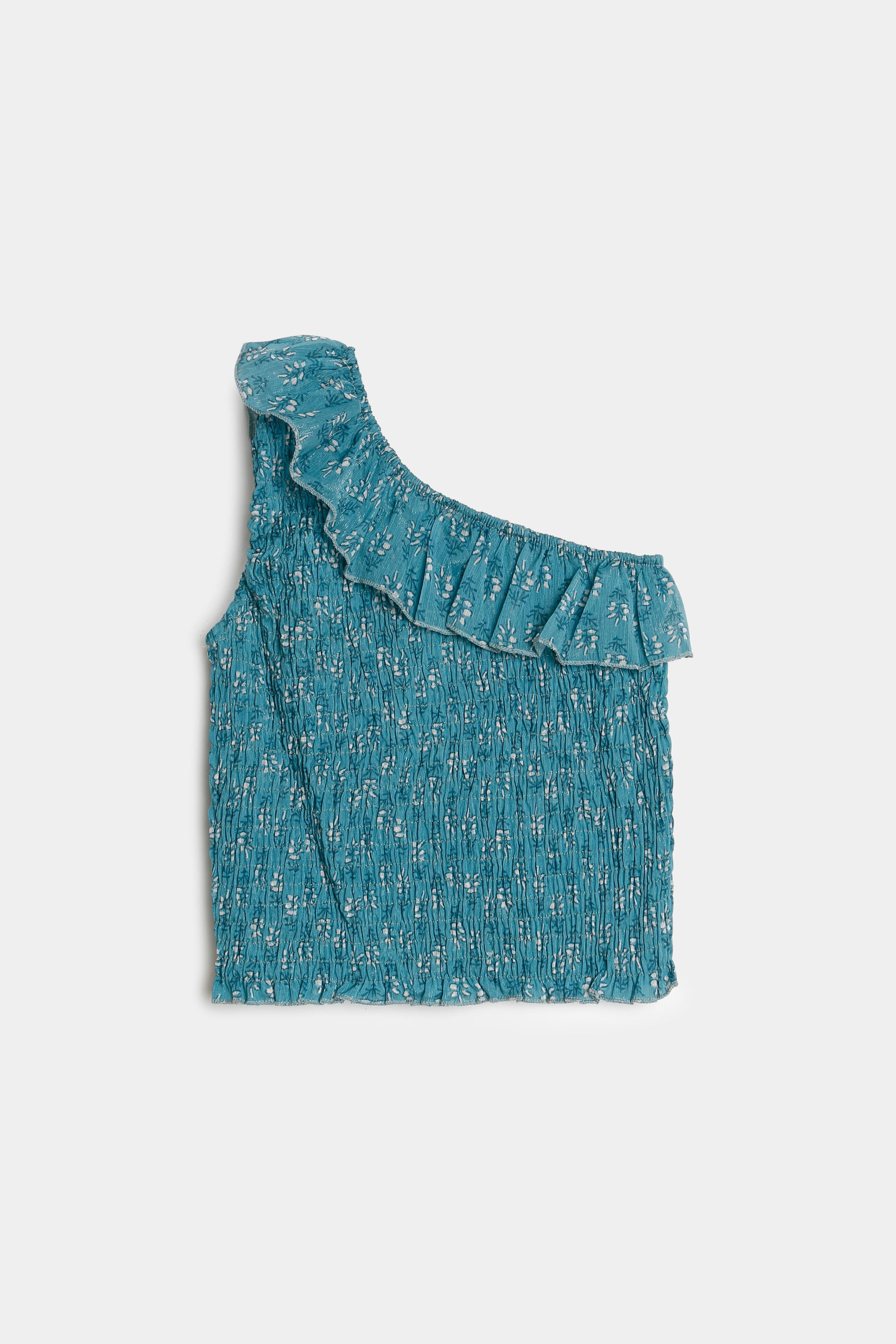 02. 02 t shirt une epaule smocke court volant fleuri image 7