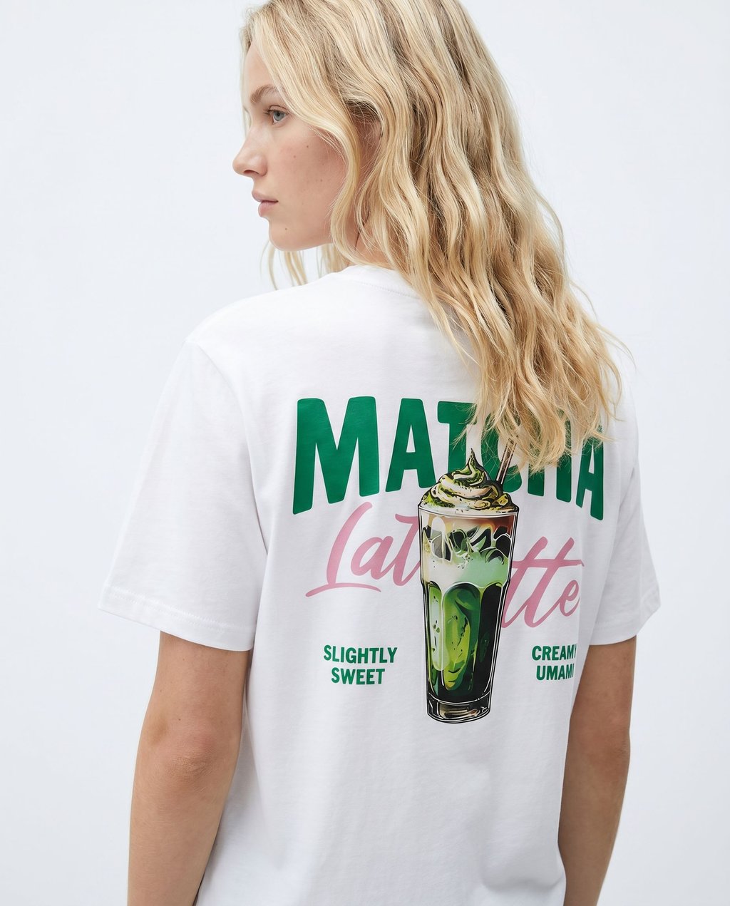 02. Top blanc col rond imprimé MATCHA