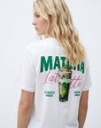 02. Top blanc col rond imprimé MATCHA