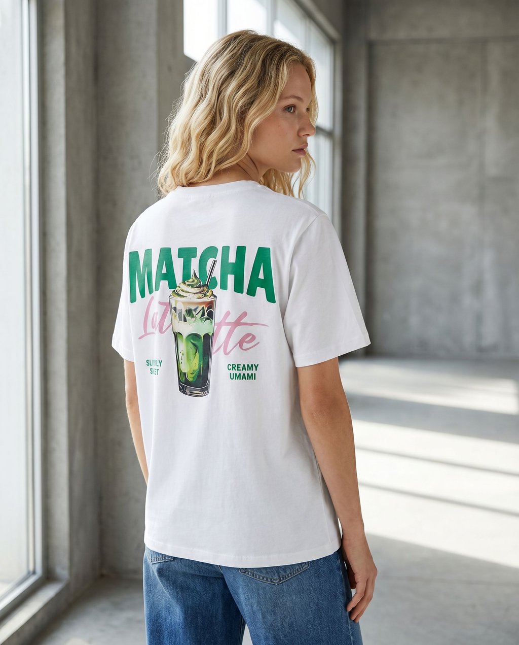 02. Top blanc col rond imprimé MATCHA